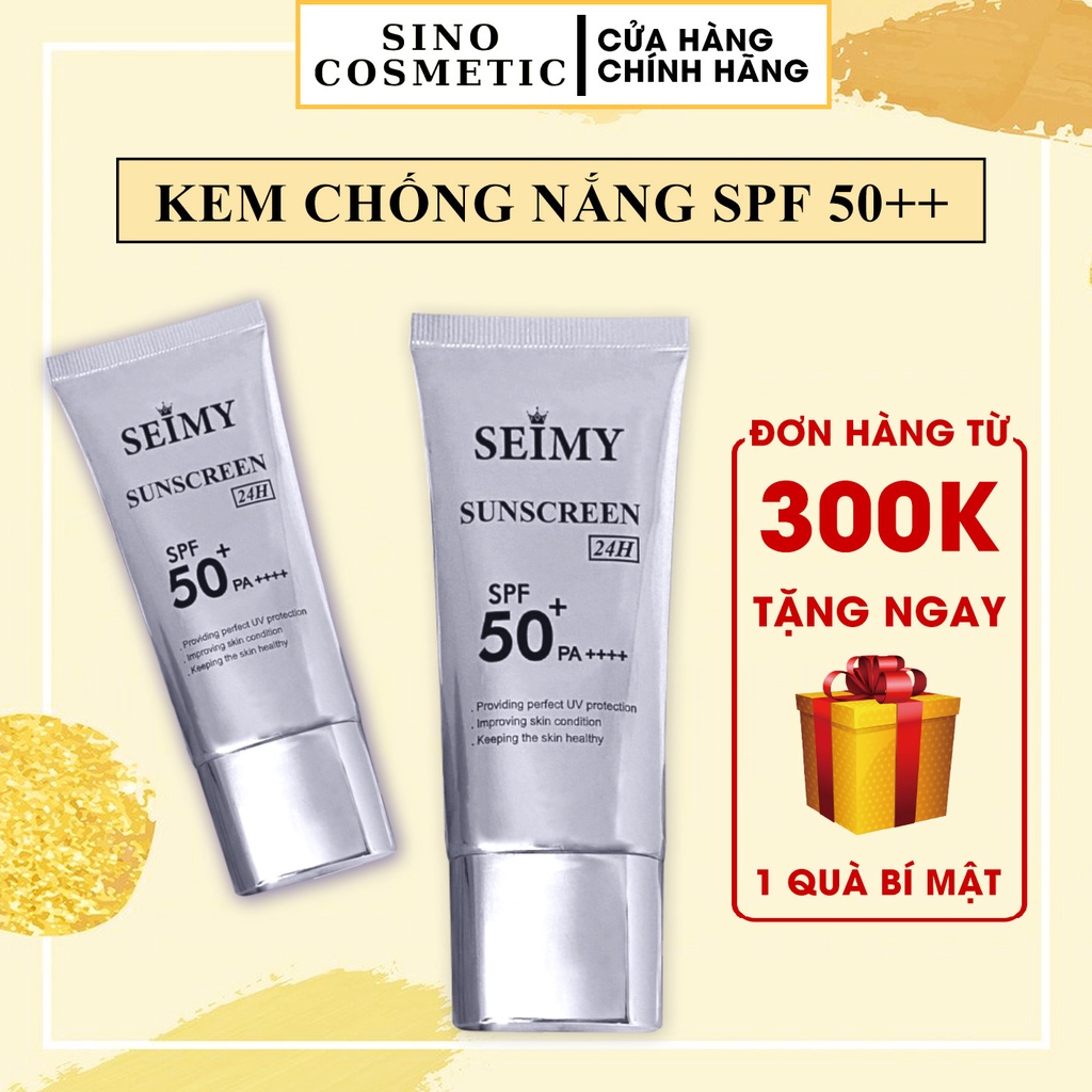 Kem chống nắng dưỡng trắng dưỡng da Seimy - Sunscreen 24h - nâng tông da, mềm mịn, kiềm dầu, giảm mụn