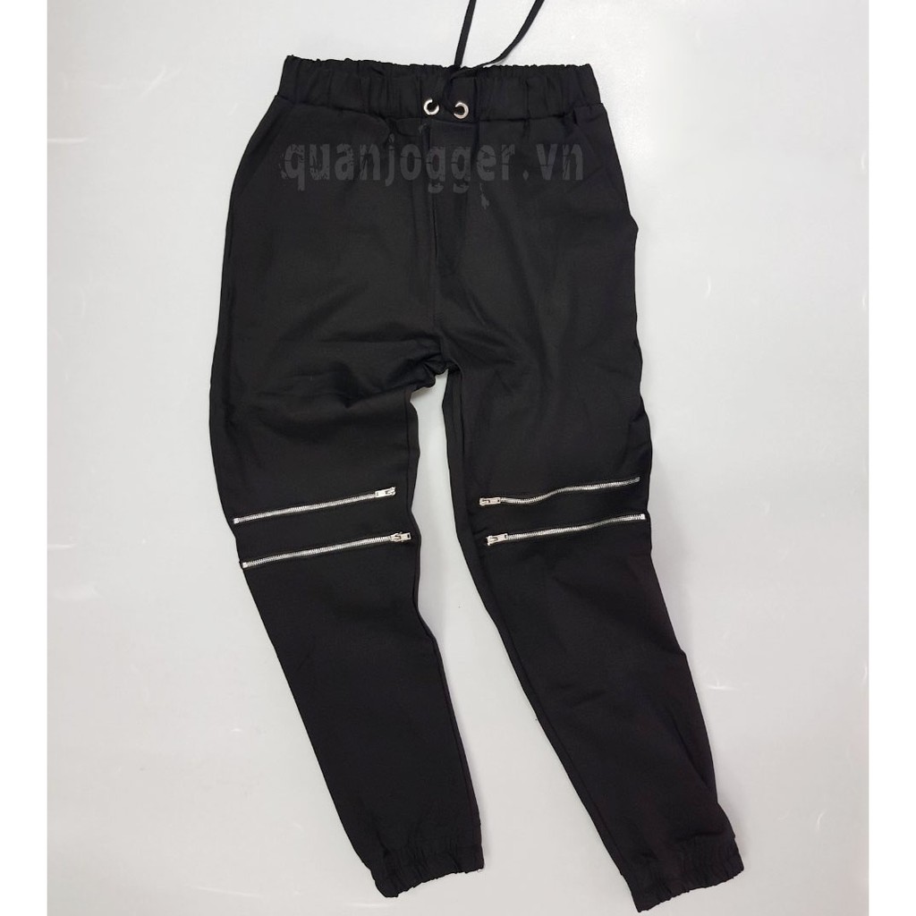 Quần jogger kaki nam nữ phối khóa gối vải xịn co giãn (4khoa)