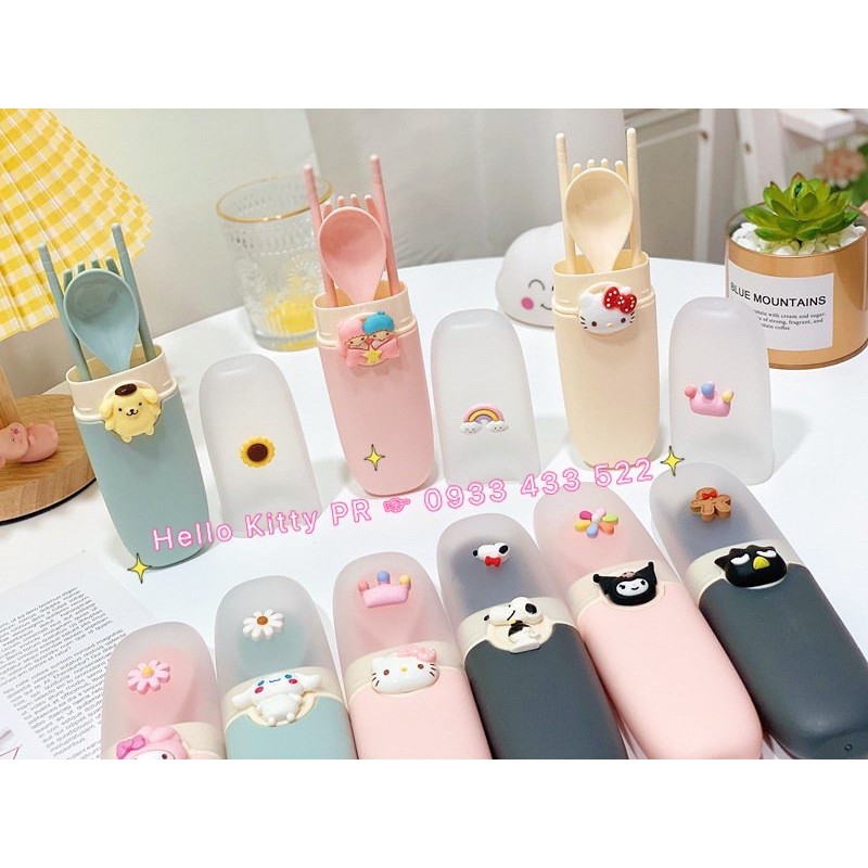 Bộ hộp muỗng đũa nĩa Hello Kitty - Doremon