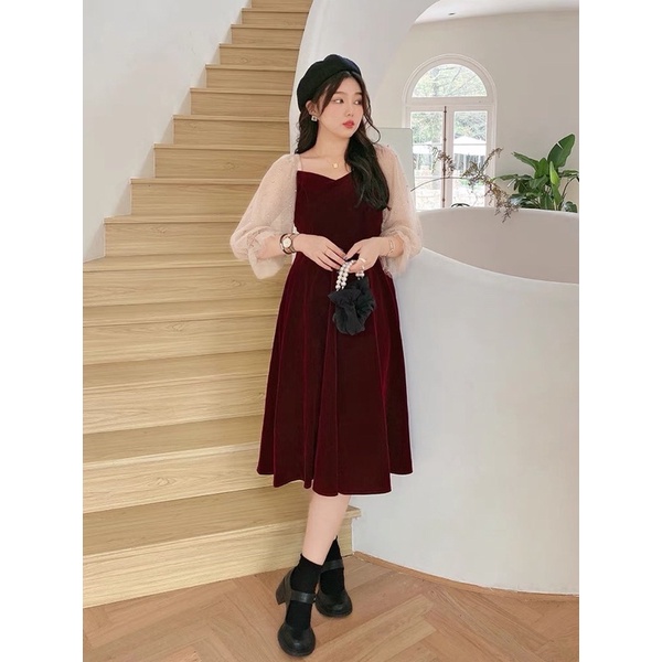Đầm Nhung phối lưới ngọc