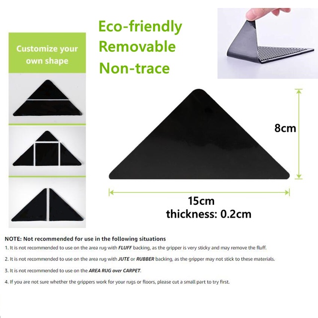 Sàn lát gạch 4PCS Tấm lót chống trượt Tay cầm Sàn gỗ cứng Khu vực Tấm thảm Băng keo có thể tháo rời Miếng dán silicon có thể tháo rời Thảm trải sàn có thể giặt được