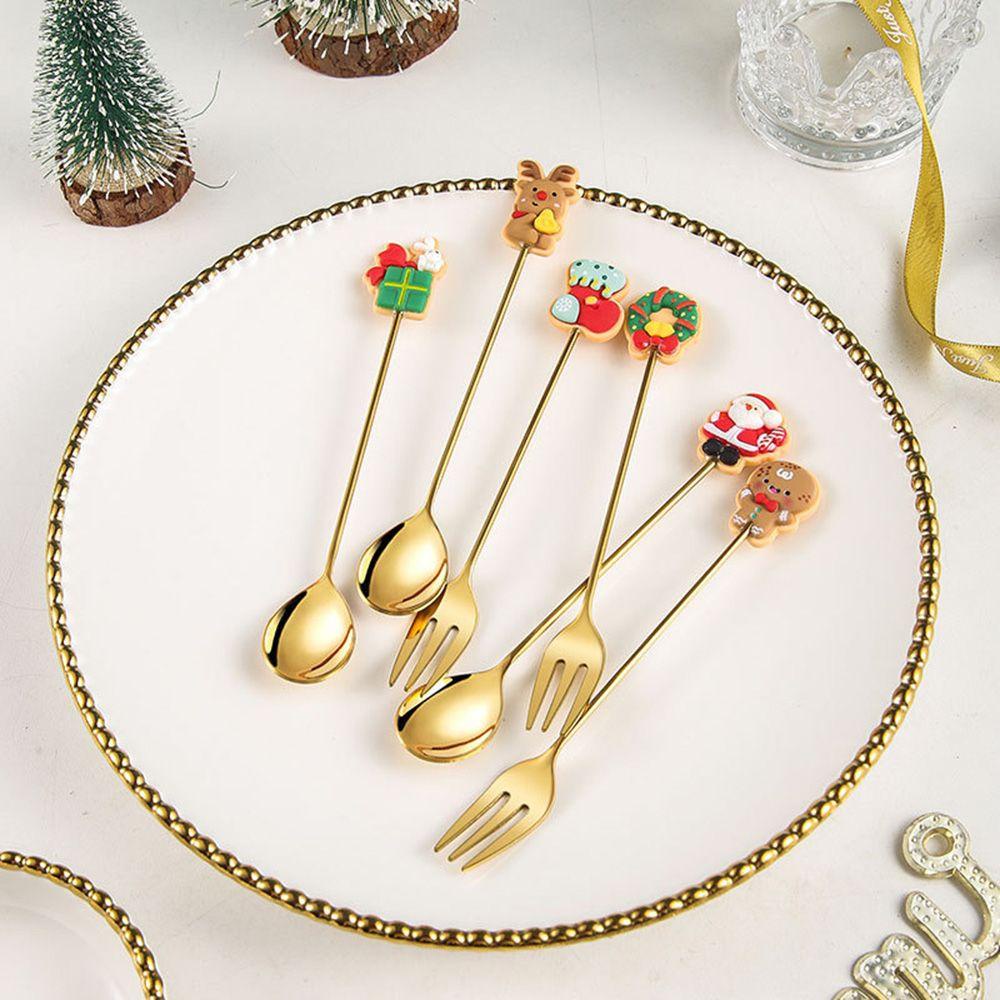 JANE Bộ 6 Muỗng Cà Phê Được Làm Từ Thép Không Gỉ Với Họa Tiết Theo Phong Cách