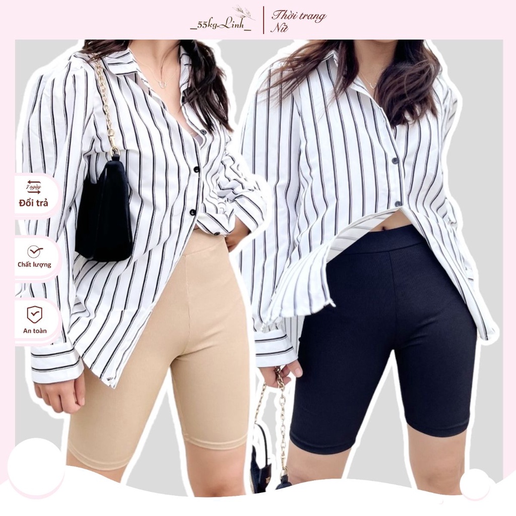 (HÀNG SẴN) Quần biker thun gân cá tính, quần legging trên gối