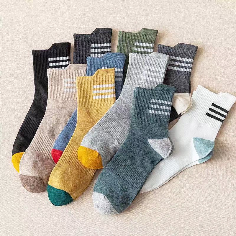 Set 10 Đôi Vớ Thể Thao Bằng Cotton Mềm Mại Thoáng Khí Nhiều Màu Sắc Dành Cho Nam