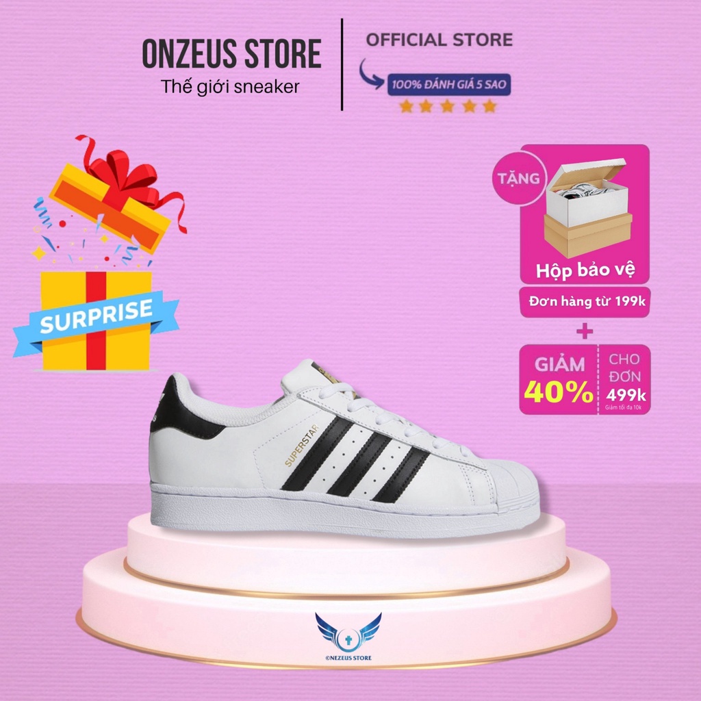 Giày Thể Thao Superstar Mũi Sò Tem Vàng hàng cao cấp full box