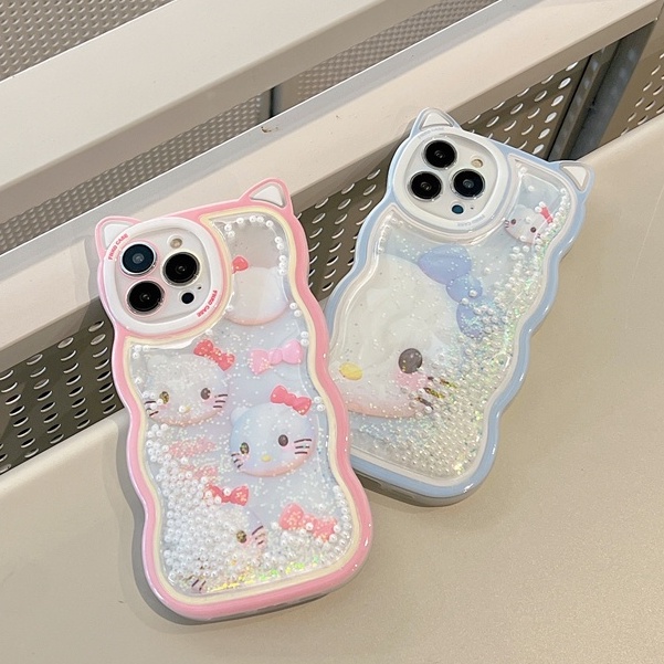 Ốp Điện Thoại Kim Tuyến Nước Hình Mèo Hello Kitty Cho Iphone 13ProMax 11ProMax iPhone