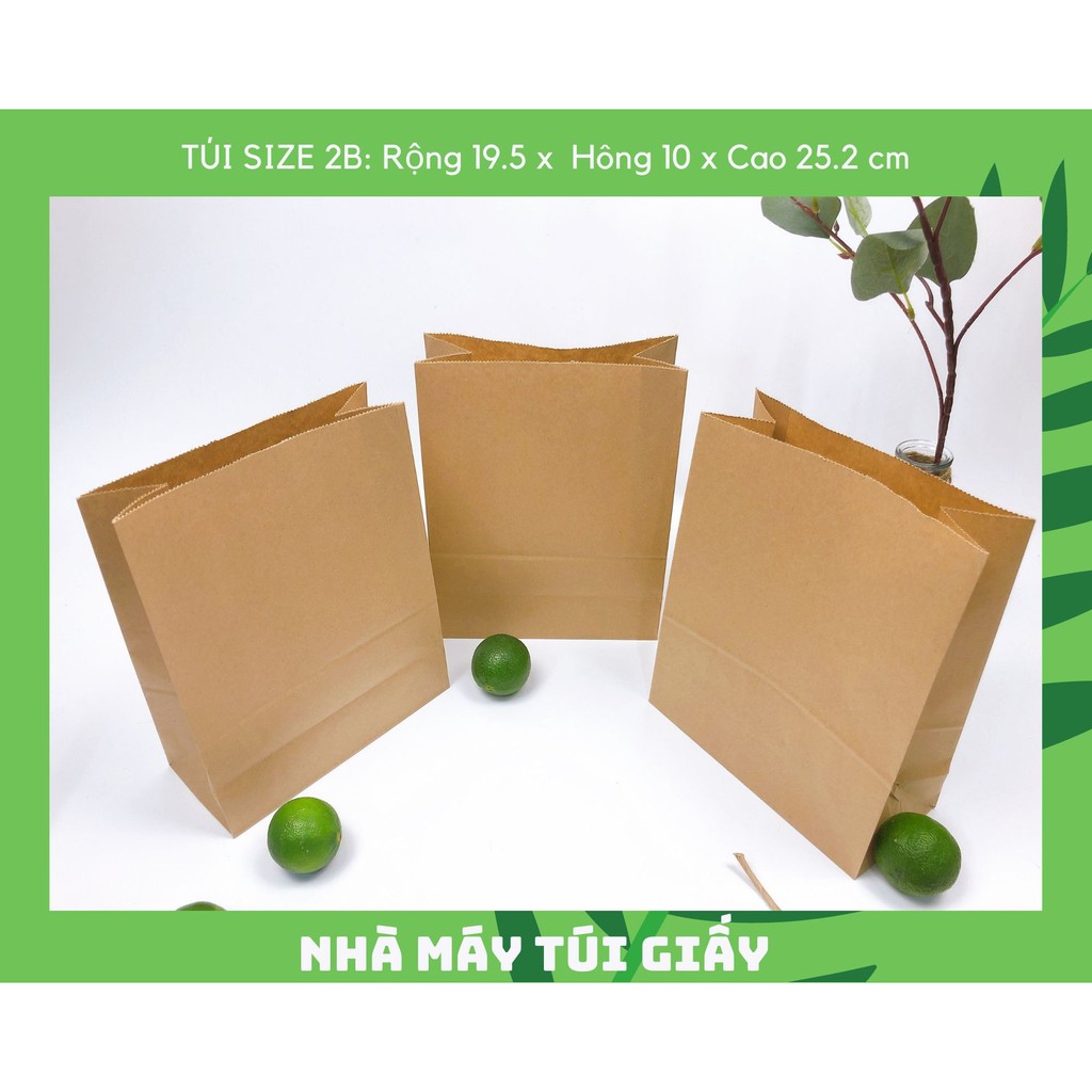 500 túi giấy nâu không quai Size 2B:19.5x10x 25.2 cm túi đựng hàng 3kg