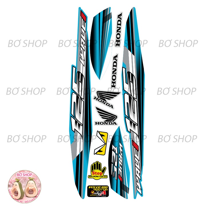 Tem rời WAVE ALPHA 100cc & 50cc Mẫu chữ 125i  BƠ SHOP - Tem 3 lớp chống phai màu