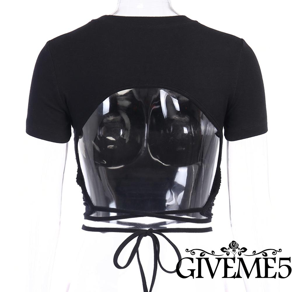 Áo Thun Nữ Ngắn Tay Hở Lưng Quyến Rũ