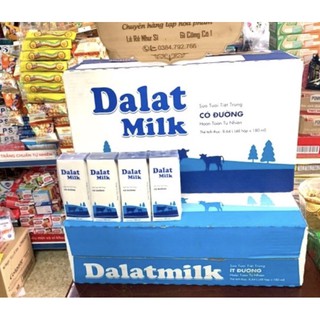 Thùng 48 hộp sữa tươi tiệt trùng có đường / ít đường Dalat Milk 180ml/ hộp