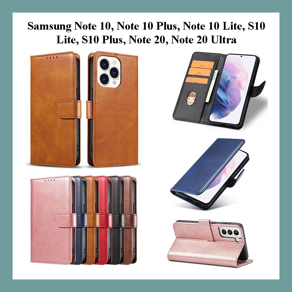 Bao da Samsung Note 10, Note 10 Plus, Note 10 Lite, S10 Lite, S10 Plus, Note 20, Note 20 Ultra dạng ví có nút cài