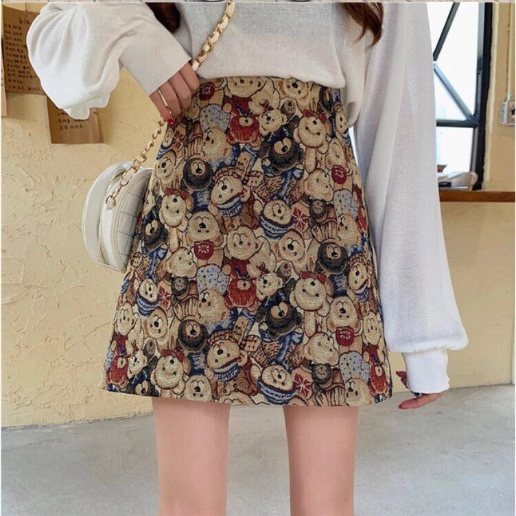 Chân Váy Chữ A Dáng Ngắn Nữ Họa Tiết Gấu/ Chân Váy Ngắn Đẹp CV10 | BigBuy360 - bigbuy360.vn