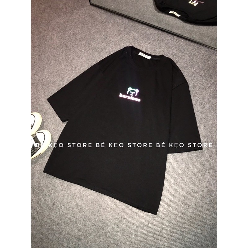 [ẢNH THẬT + VIDEO] Áo thun unisex phản quang tay lỡ form rộng oversize Hình Gấu