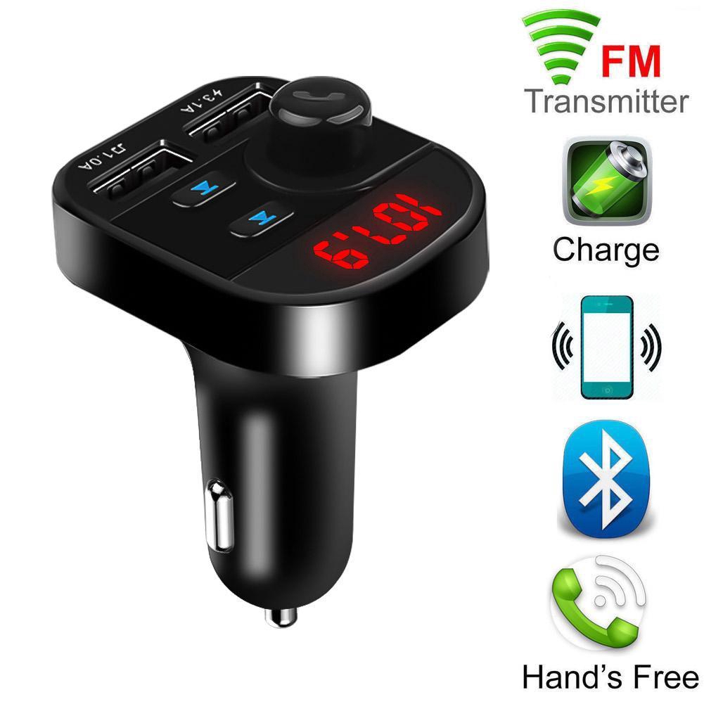 Thiết bị thu phát tín hiệu FM kết nối Bluetooth cổng đôi USB kèm bật lửa cho xe hơi