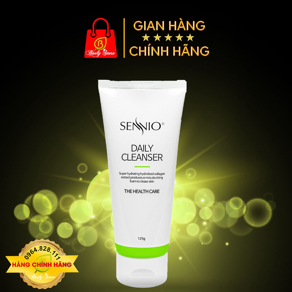 Sữa rửa mặt SENNIO tạo bọt trắng da dịu nhẹ dành cho da dầu mụn và nhạy cảm - sennio daily cleanser - 125gr