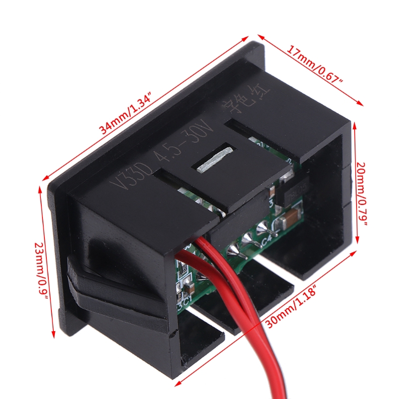 Vôn Kế Điện Tử Mini Màn Hình LED 4.5-30v