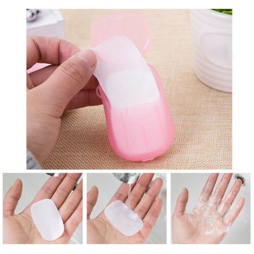 Hộp 20 tờ xà phòng giấy dùng một lần tiện lợi để mang đi du lịch màu sắc ngẫu nhiên