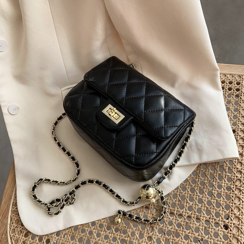 XIAOXIANGFENG Golden Ball Bag 2021 New Fashion Small Ck Women's Bag All-Match Rhombus Chain Bag Fashion Shoulder Bag