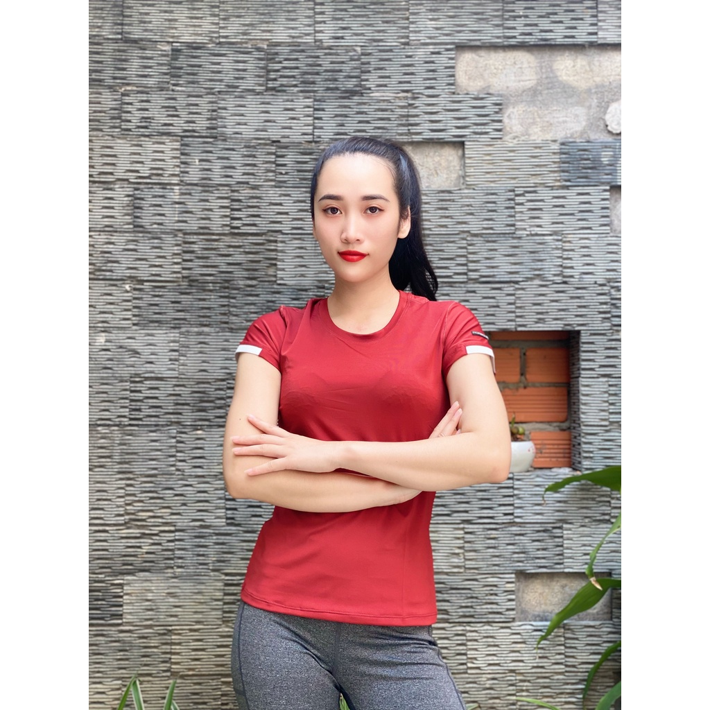 Aó thun nữ tay ngắn thể thao _cổ tròn hàng porsche vnkx⚡Aó tập gym yoga