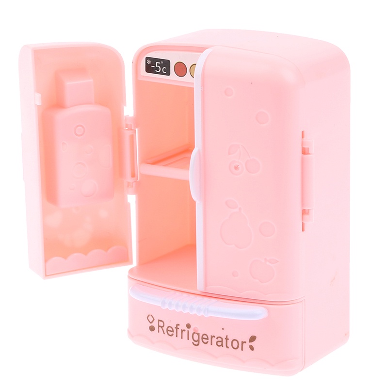 ### Tủ Lạnh Mini Màu Hồng Tỉ Lệ 1 / 12 Trang Trí Nhà Búp Bê