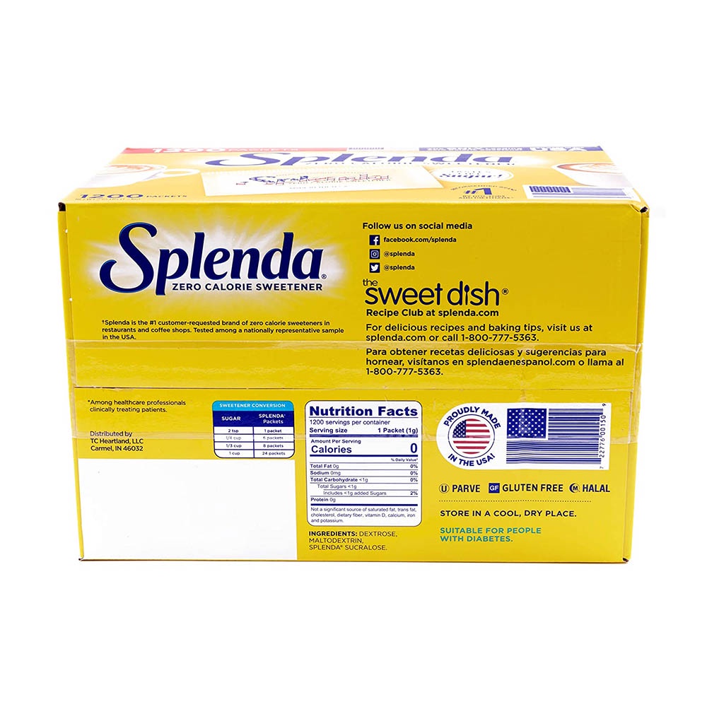 Đường ăn kiêng Splenda Zero Calorie Sweetener 1200 Packets 1.2Kg