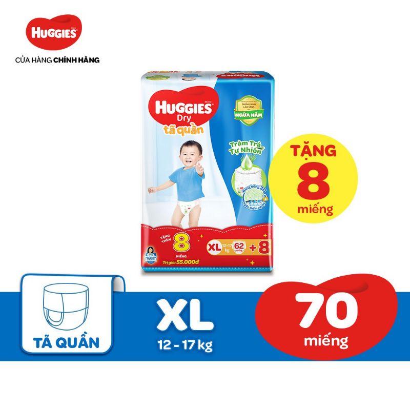 Tặng 8 miếng. Tã quần Huggies XL62