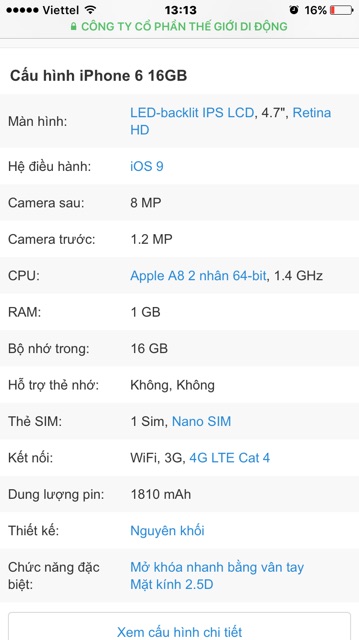 Điện Thoại Apple Iphone 6. chính hãng, Máy cũ đẹp 90-95%. | WebRaoVat - webraovat.net.vn
