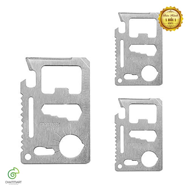 Miếng thẻ thép đa năng 11 công dụng thẻ phượt đa năng Steel Credit Card Survival Tool (màu bạc) Chammart