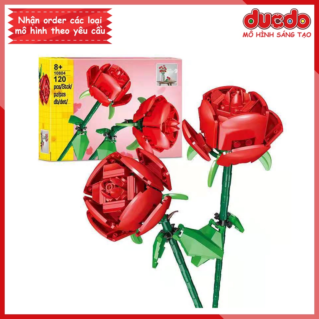 10804 Lắp ghép 2 Bông hoa hồng tuyệt đẹp - Đồ chơi Xếp hình Mô hình Minifigures Mini Roses 40460