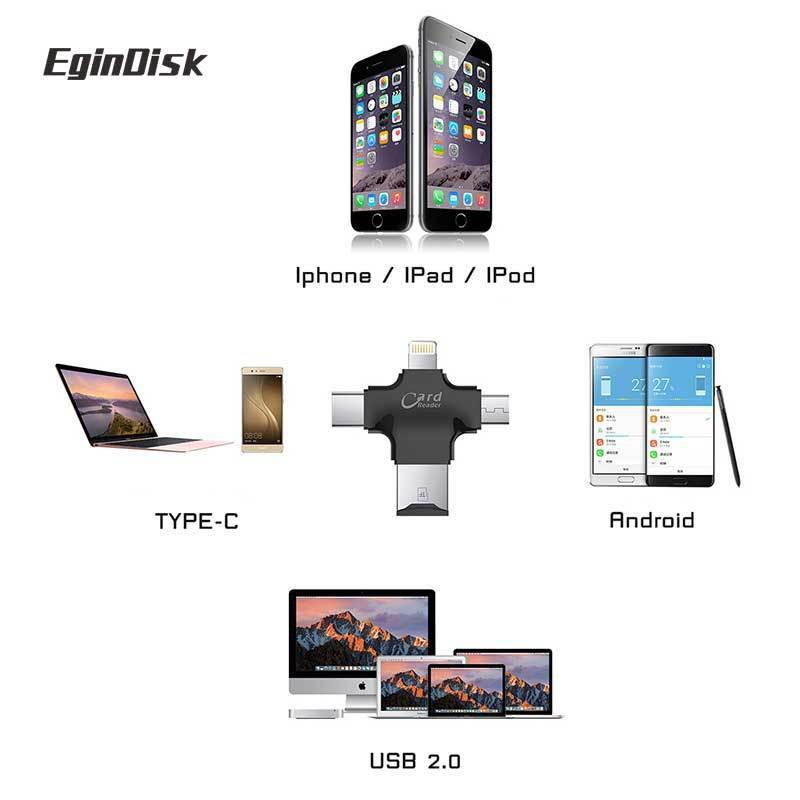Card Reader 4 in 1 Micro Usb / Lightning / Type C / Usb For iPhone & Android Phone