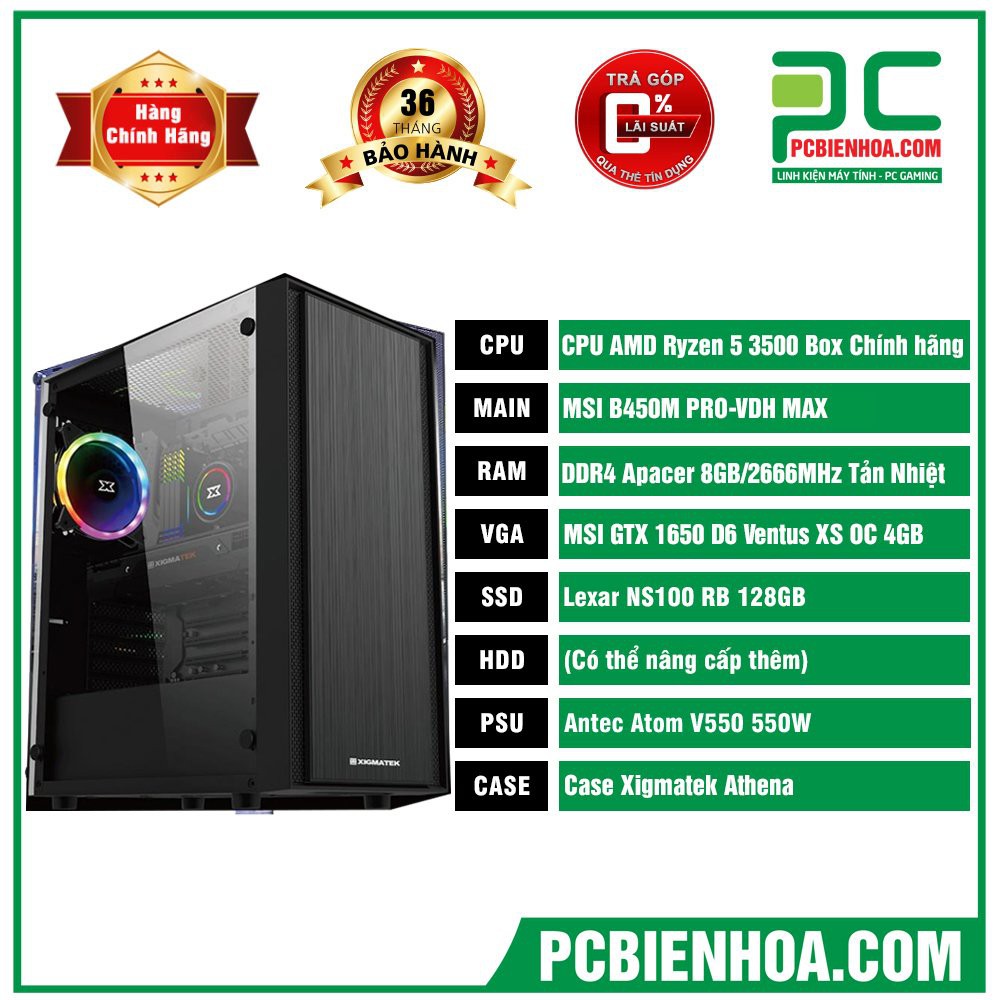 Bộ máy tính AMD Ryzen 3500 B450M 8G 128G 550W 1650 4G chính hãng | BigBuy360 - bigbuy360.vn
