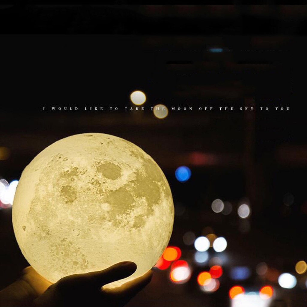Đèn ngủ mặt trăng ML3D-1507, Đèn mặt trăng 7 màu 15cm, Đèn trang trí Moon Light 3D