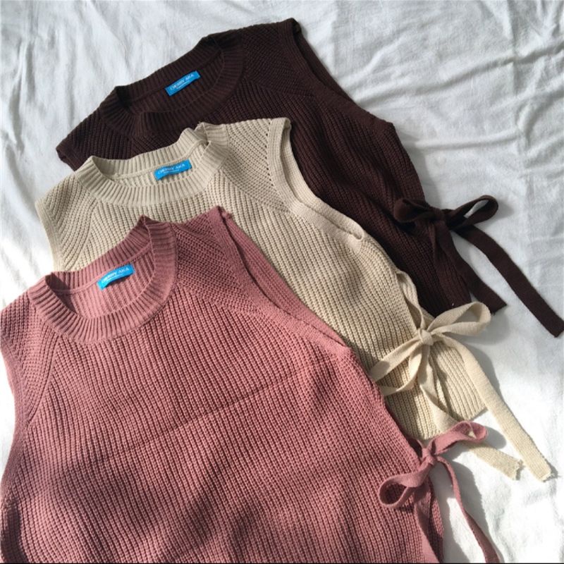 Áo len gile thắt nơ hai bên