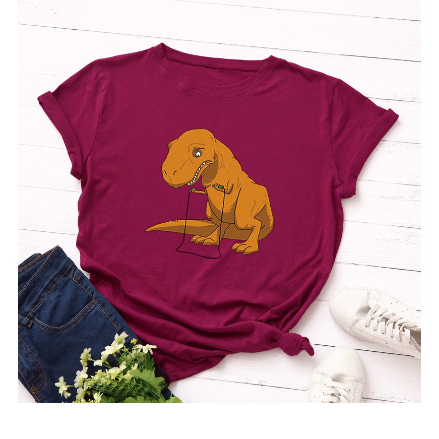 Áo thun phông nam nữ form rộng Familylove - Mẫu áo Unisex Khung long nhảy dây chất Cotton 100% cao cấp