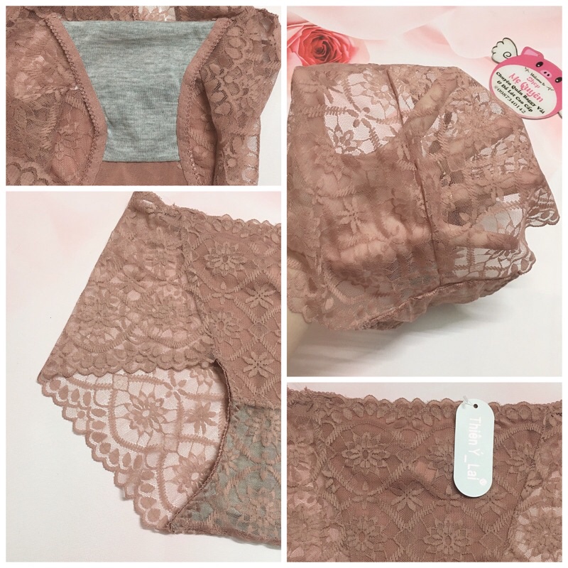 Quần lót ren đùi cạp cao- ren mỏng xuyên thấu không viền tự tin diện đồ body