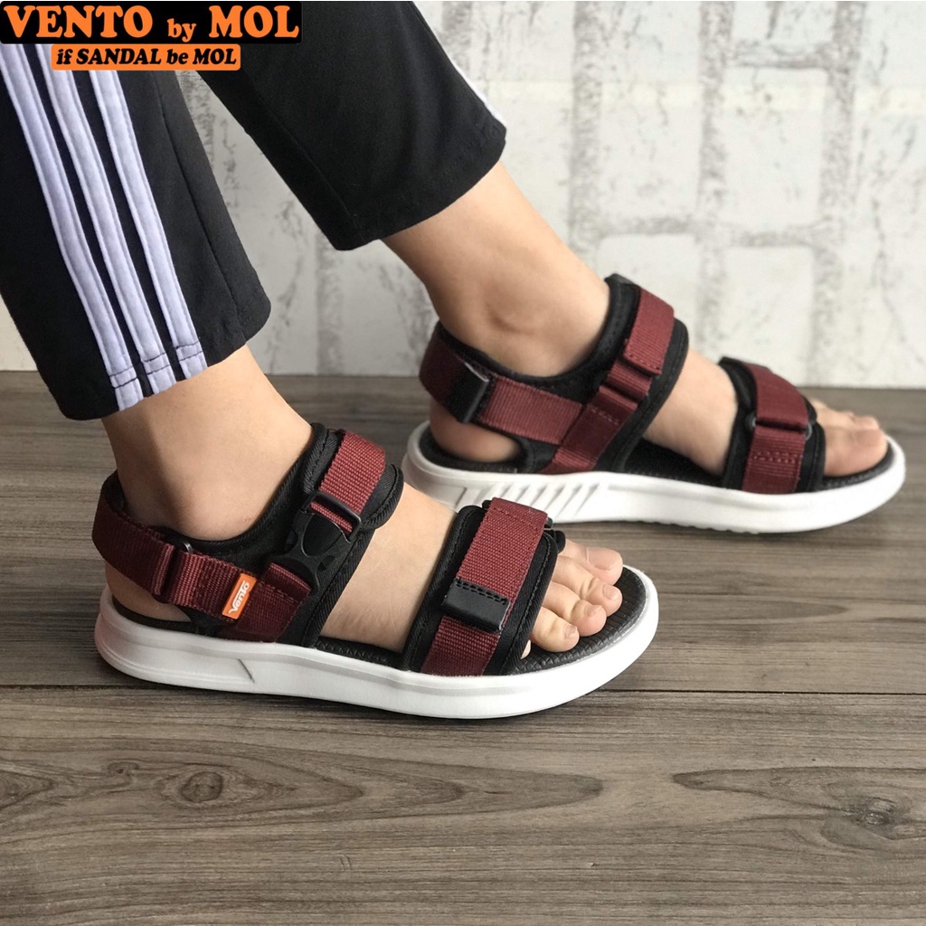 Giày Sandal Vento Unisex Nam Nữ 2 Quai Ngang Nhẹ Êm Bền Đi Học Đi Làm Đi Du Lịch Màu Đen Mã NB01