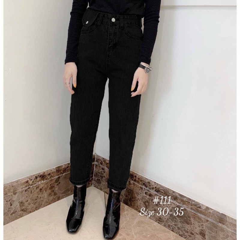 Quần Baggy Jean Nữ Bigsize Lưng Cao Túi Nắp 3 Màu Form Đẹp Size Từ 38kg Đến 80kg Ms0111