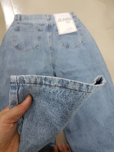 [HÌNH THẬT] QUẦN JEAN DÀI ỐNG RỘNG LƯNG CAO RÁCH - QUẦN BÒ NỮ CULOTTES SUÔNG N - T 36