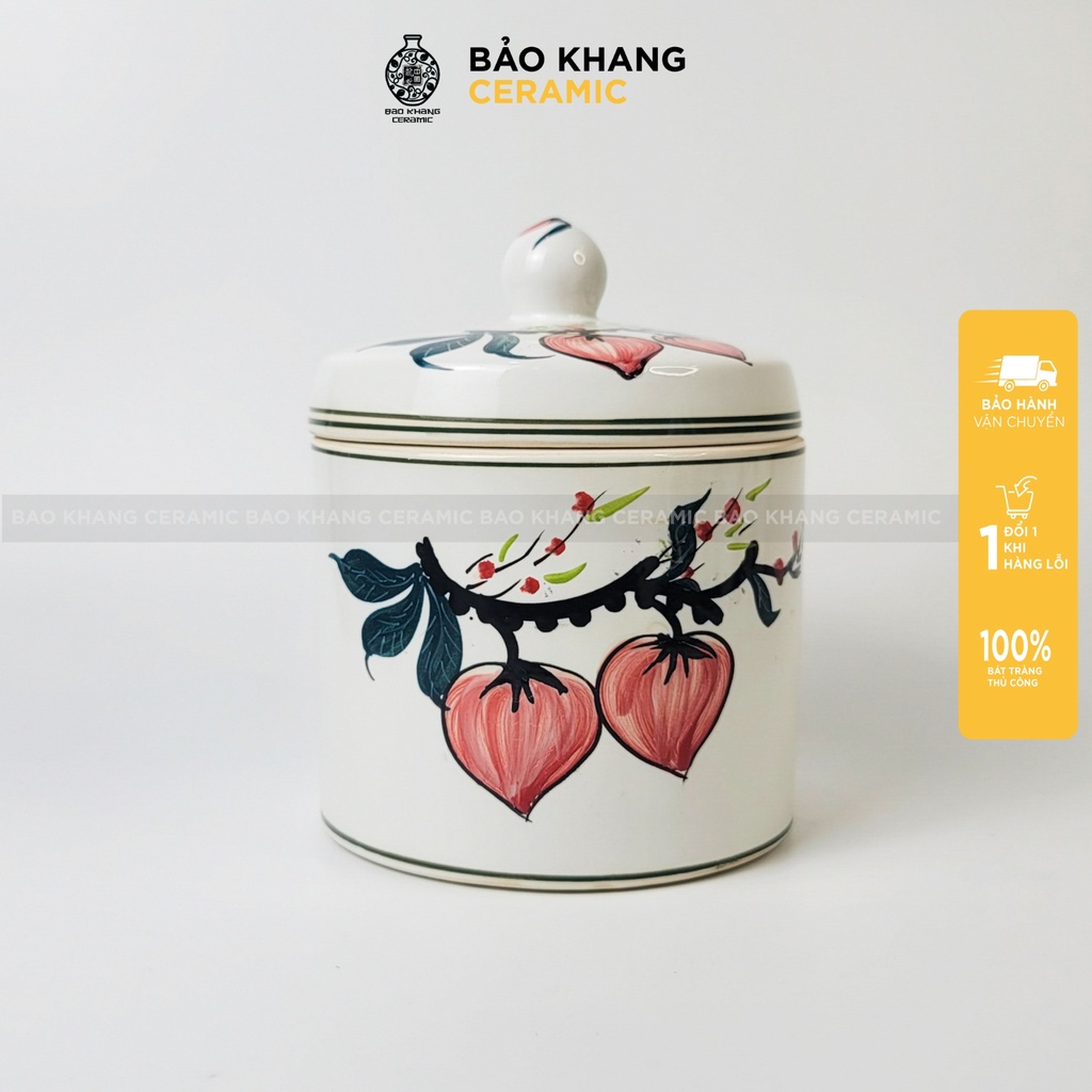 Hũ muối dưa cà - vại muối chua thố muối dưa họa tiết vẽ tay men ngọc gốm sứ Gốm Sứ Bát Tràng