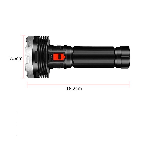 Đèn pin sạc 7 led tay cầm pin 18650 , đèn XPE và đèn cạnh sạc cổng USB thích hợp câu cá , phượt , cắm trại.5H