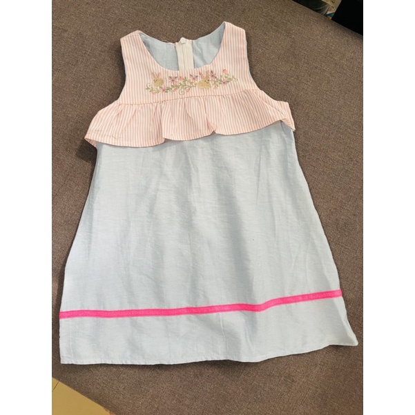 Đầm thô đũi kết hợp bèo thêu cotton xinh xắn cho bé