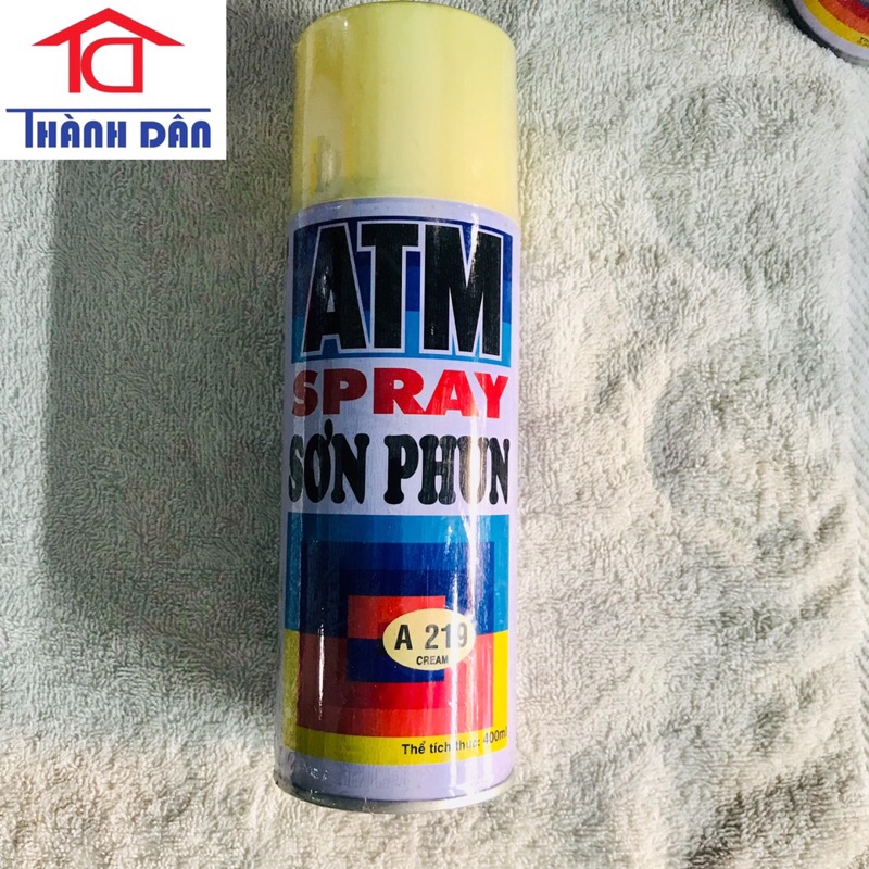 Sơn xịt ATM &lt;ĐỦ MÀU&gt; màu trắng A200, Bóng A10, Đen mờ A 212, xám A220, xanh dương A242, đỏ A214