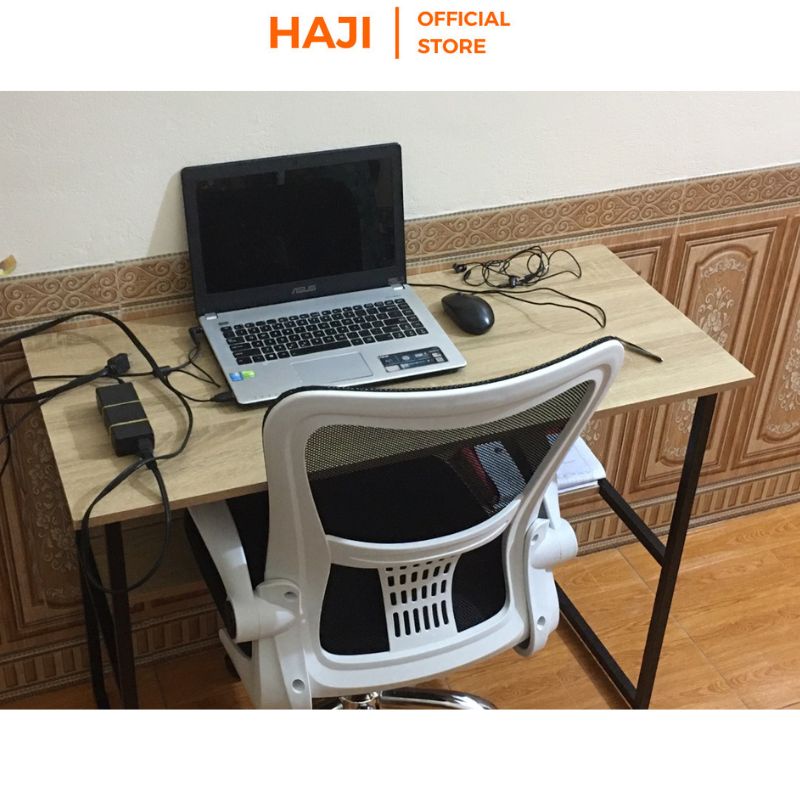 Bàn văn phòng dài 1m hiện đạiBàn làm việc tại nhà HAJI có kệ tiện dụng khung sắt sơn tĩnh điện chống gỉ chịu lực tốt C17