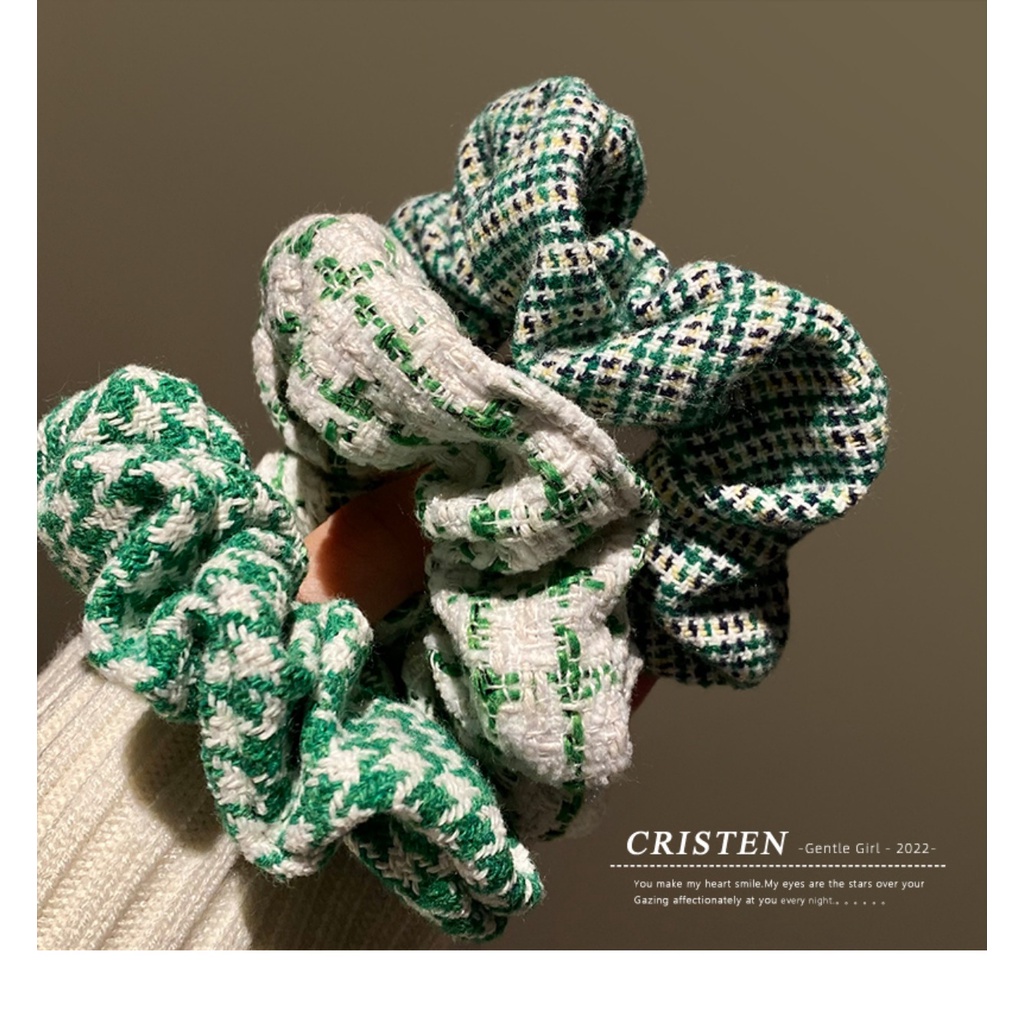 Dây Cột Tóc Bằng Len Màu Xanh Lá Cây Đơn Giản Thanh Lịch Thời Trang Cho Nữ