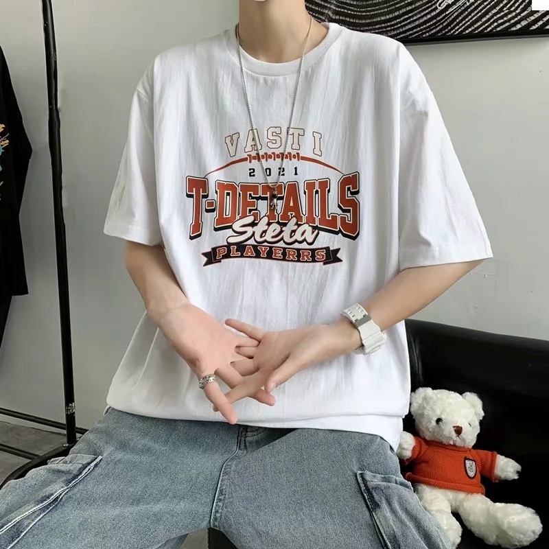 Áo Thun Nam Tay Ngắn Cổ Tròn In Chữ Phong Cách Retro Đơn Giản Thời Trang Size M-8XL