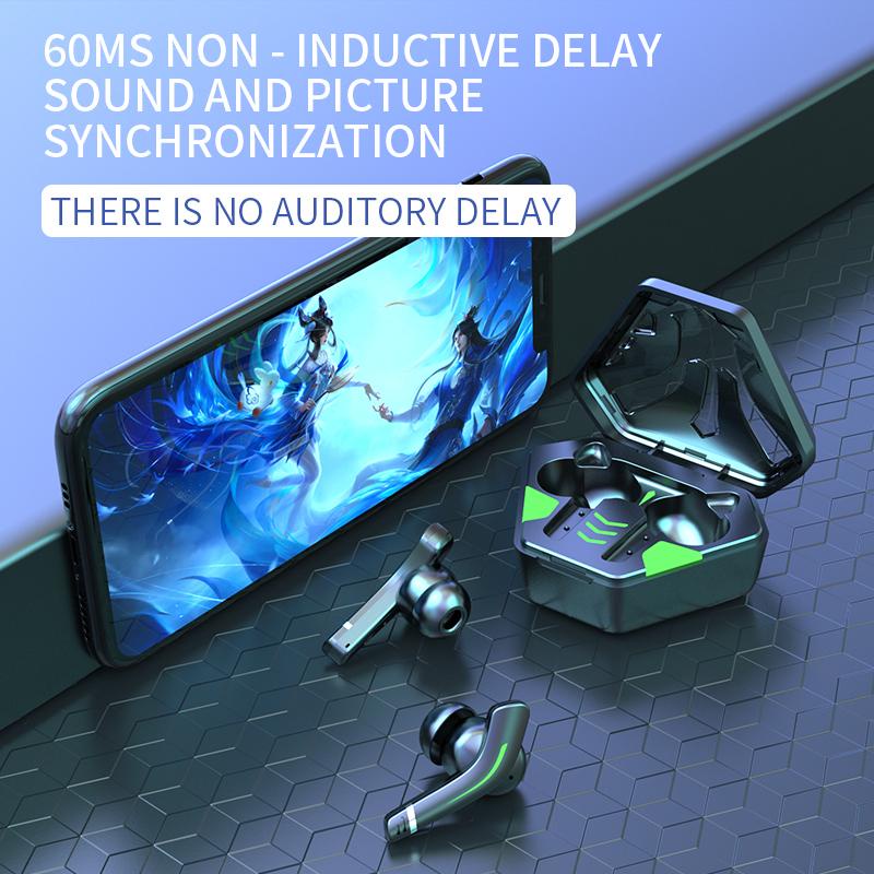 Tai nghe chơi game TZUZL MD168 TWS không dây bluetooth 5.2 có mic chống thấm nước phong cách thể thao cho mọi điện thoại