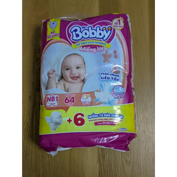 Miếng Lót Sơ Sinh Bobby Newborn 1 64 miếng + 6 tã dán, 108 miếng