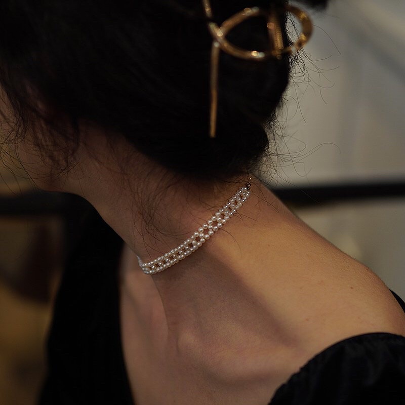 Dây chuyền choker đan hạt nhỏ
