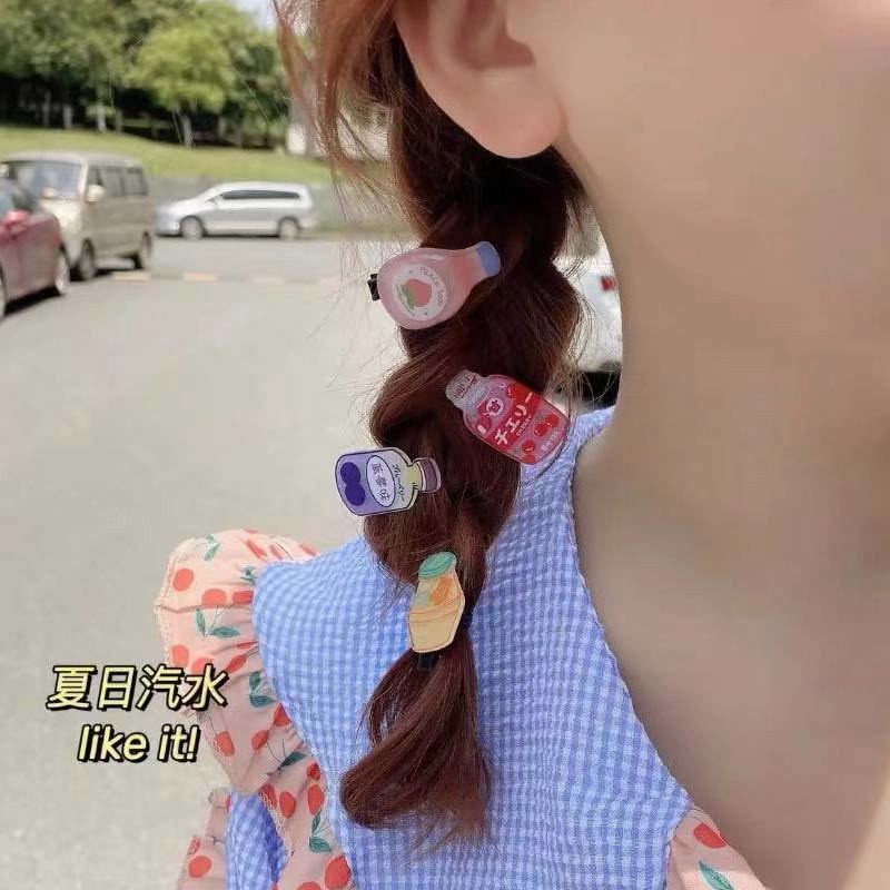 Kẹp Tóc Hình Chai Nước Ngọt/Trà Sữa Đáng Yêu Cho Bé Gái | Kẹp Tóc Trái Cây Ngọt Ngào Cho Bé | Phụ Kiện Tóc Hoạt Hình Cho Bé