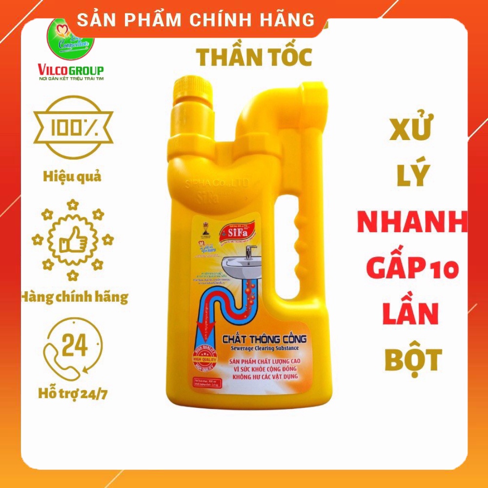 Thông cống cực mạnh (nước)1,6kg xử lý nhanh gấp 10 lần bột thông cống, thông bồn cầu,phân hủy vải, tóc, chất hữu cơ, mỡ.